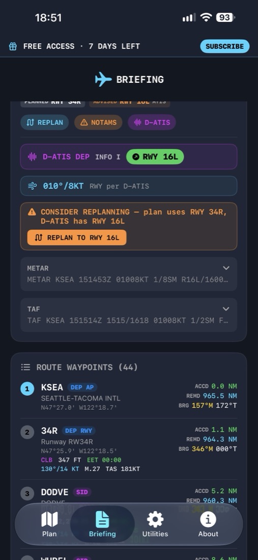 D-ATIS & METAR screen